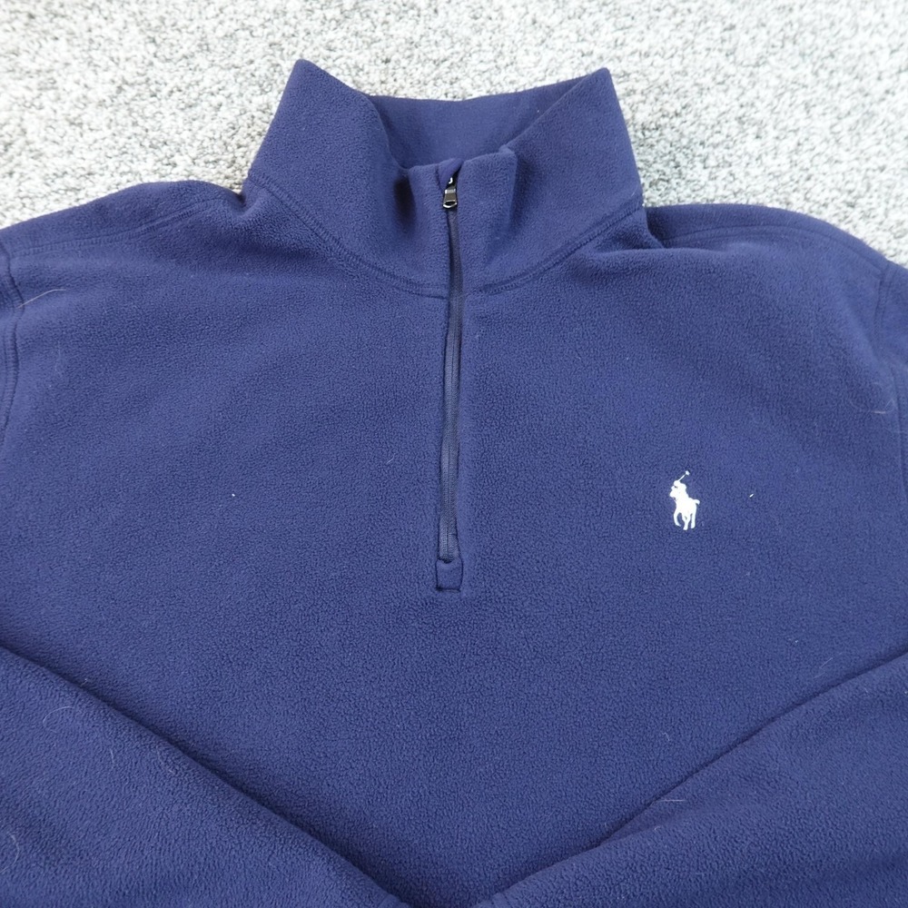 Ralph Lauren Pullover Mens L Blue Performance 1/4 Zip Fleece Sweatshirt Sweater